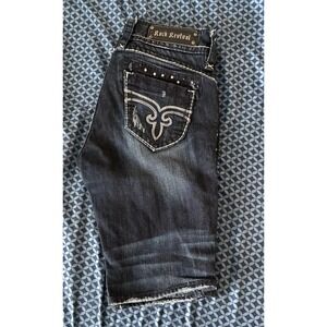 Women's Rock Revival Jean Stephanie Capri 30 Distressed 0109